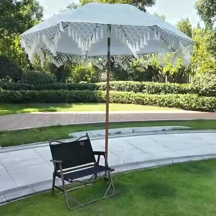 1 Bohemian Style Outdoor Sun Umbrella - Adjustable Height & Tilt Angle
