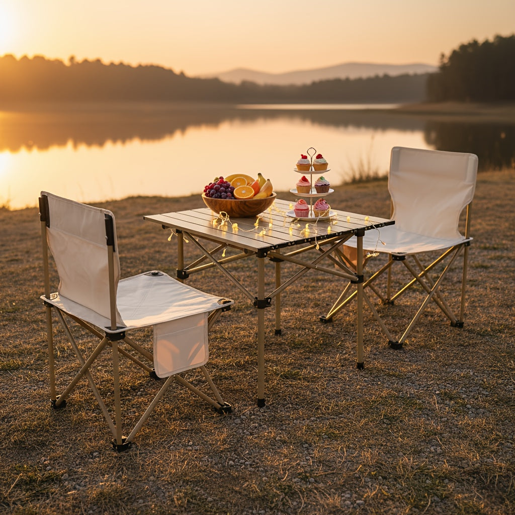 This Set Includes a Folding Table And Chairs, Perfect for Outdoor Activities