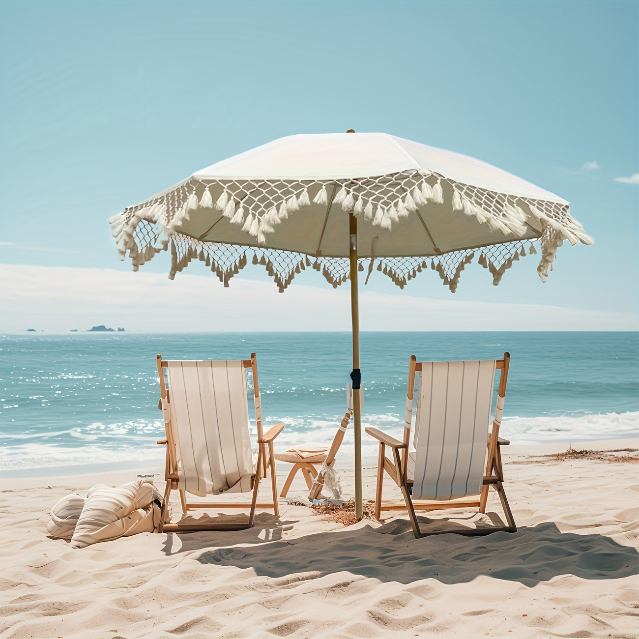 Beach Umbrella, Garden Shade Bohemian White Outdoor Canopy