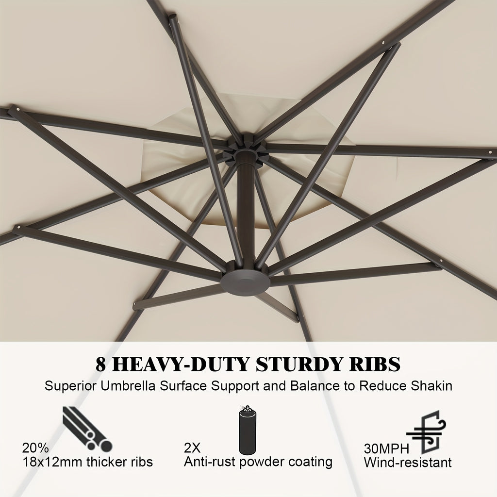 10-Foot Outdoor Patio Umbrella, Cantilever Style, Perfect for Gardens, Markets
