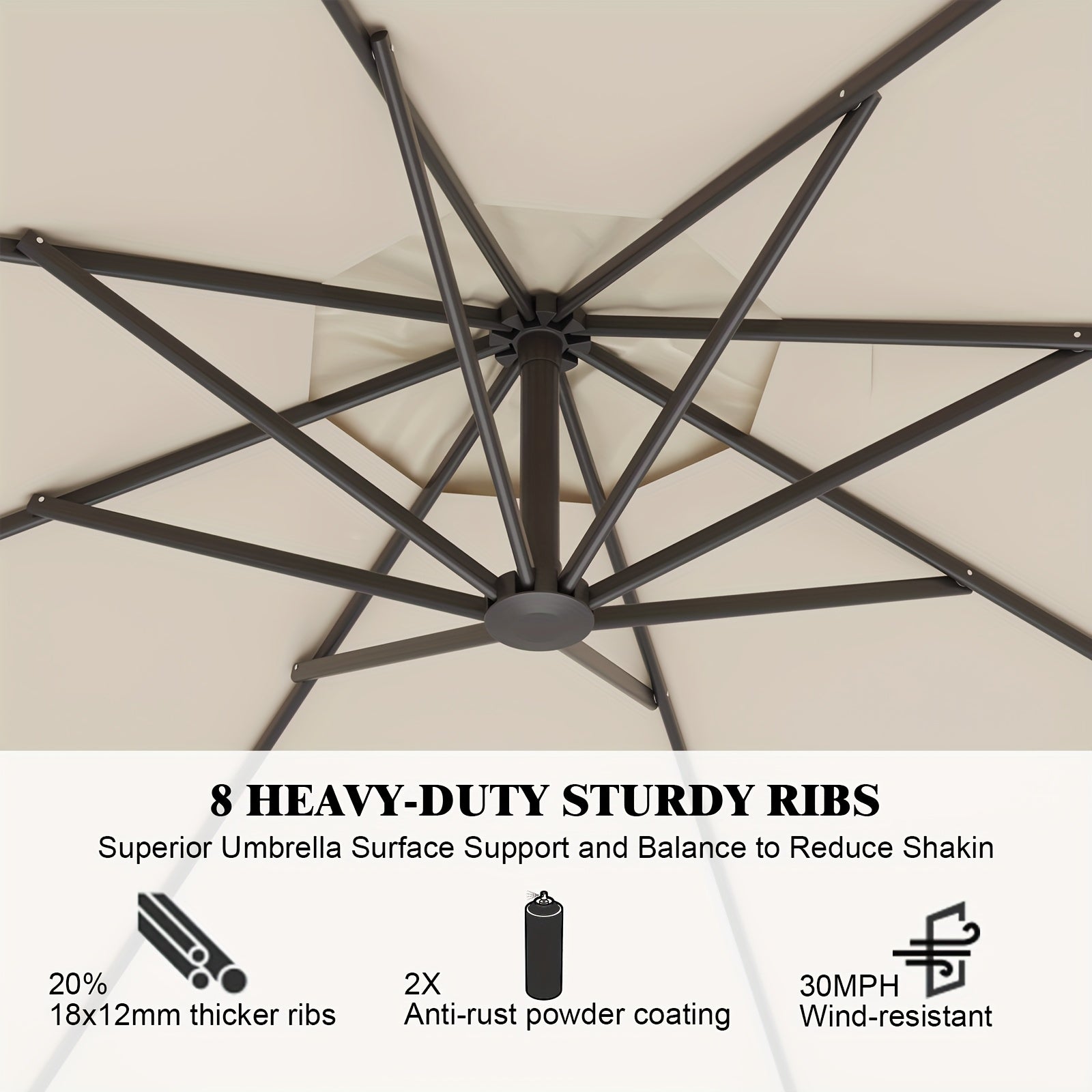 10-Foot Outdoor Patio Umbrella, Cantilever Style, Perfect for Gardens, Markets