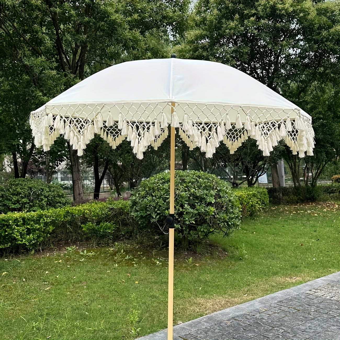 Beach Umbrella, Garden Shade Bohemian White Outdoor Canopy
