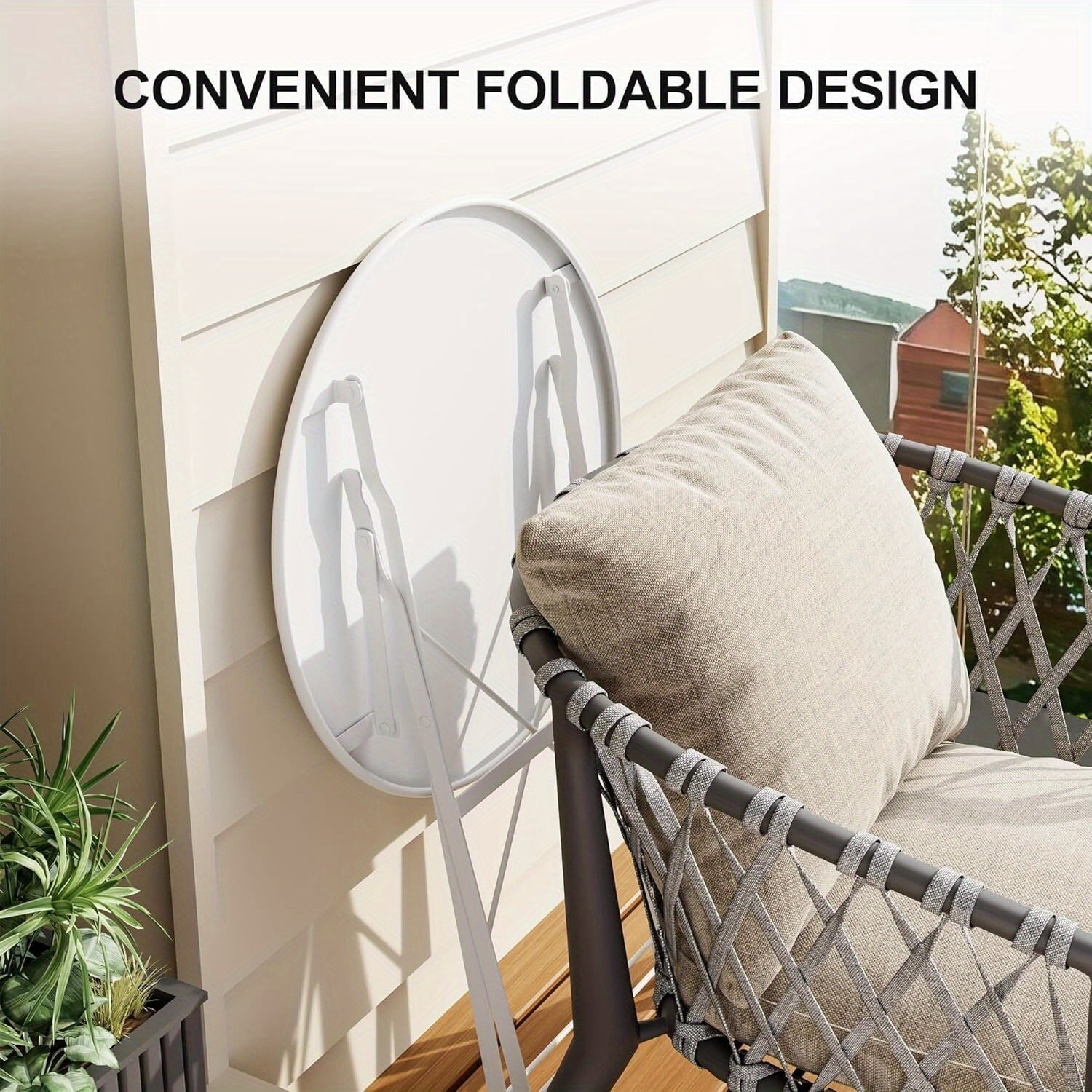 EuKer Outdoor 3pcs Patio Dining table and chairs Sets with Round Table