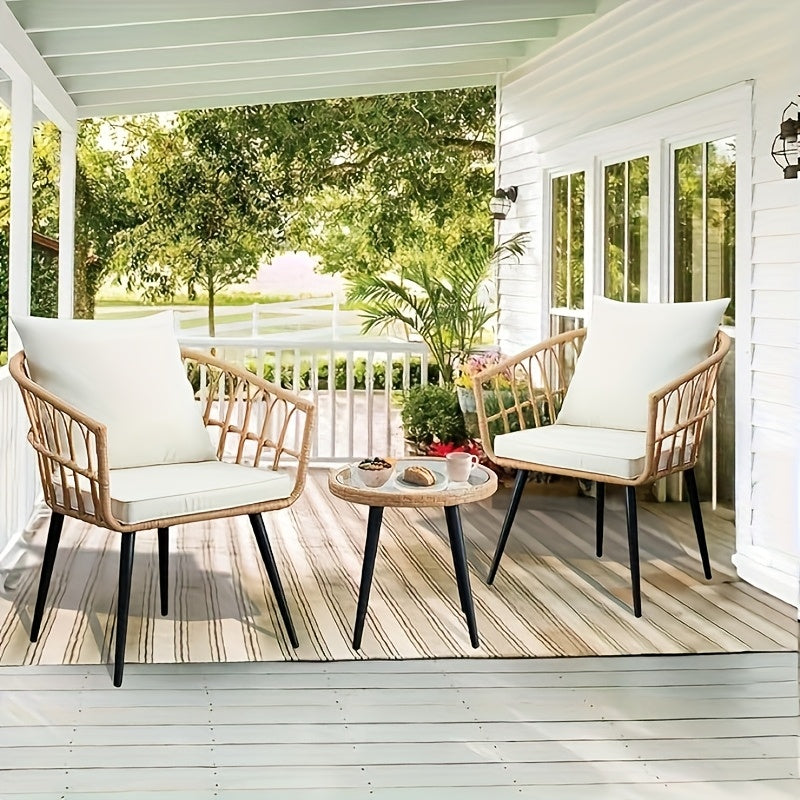 Three-Piece Bistro Furniture Set, Wicker Collection for Outdoor Spaces Like Balconies