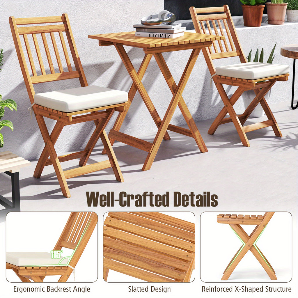 COSTWAY Outdoor Wooden Bistro Set