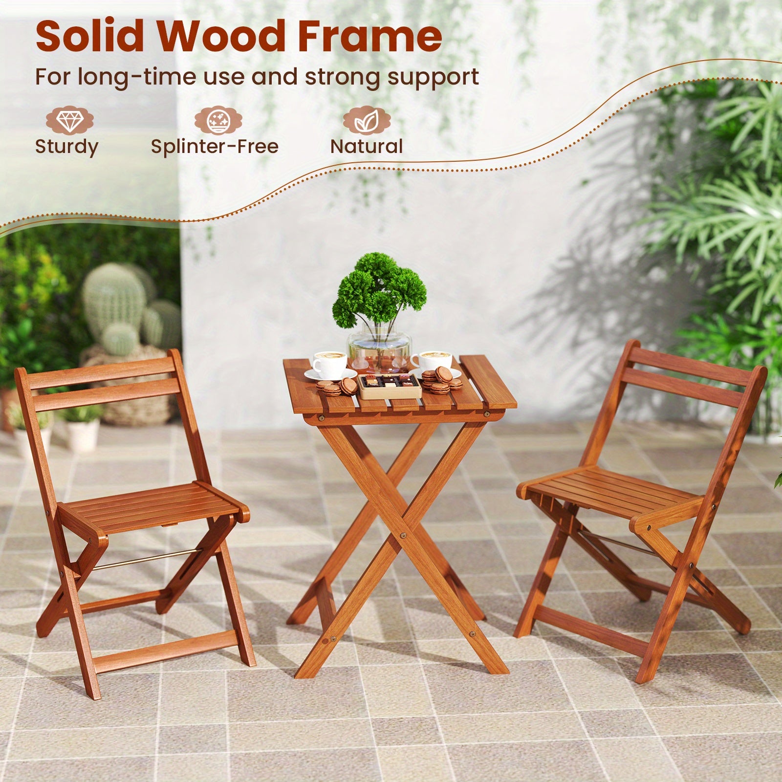 LIFEZEAL Outdoor Wood Bistro Set