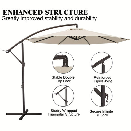 10-Foot Outdoor Patio Umbrella, Cantilever Style, Perfect for Gardens, Markets