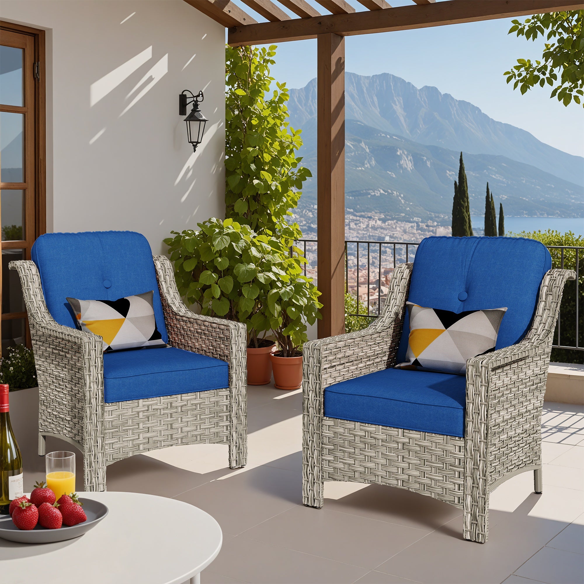 Premium PE Wicker & Steel Outdoor Patio Furniture Set with UV-Resistant Cushions
