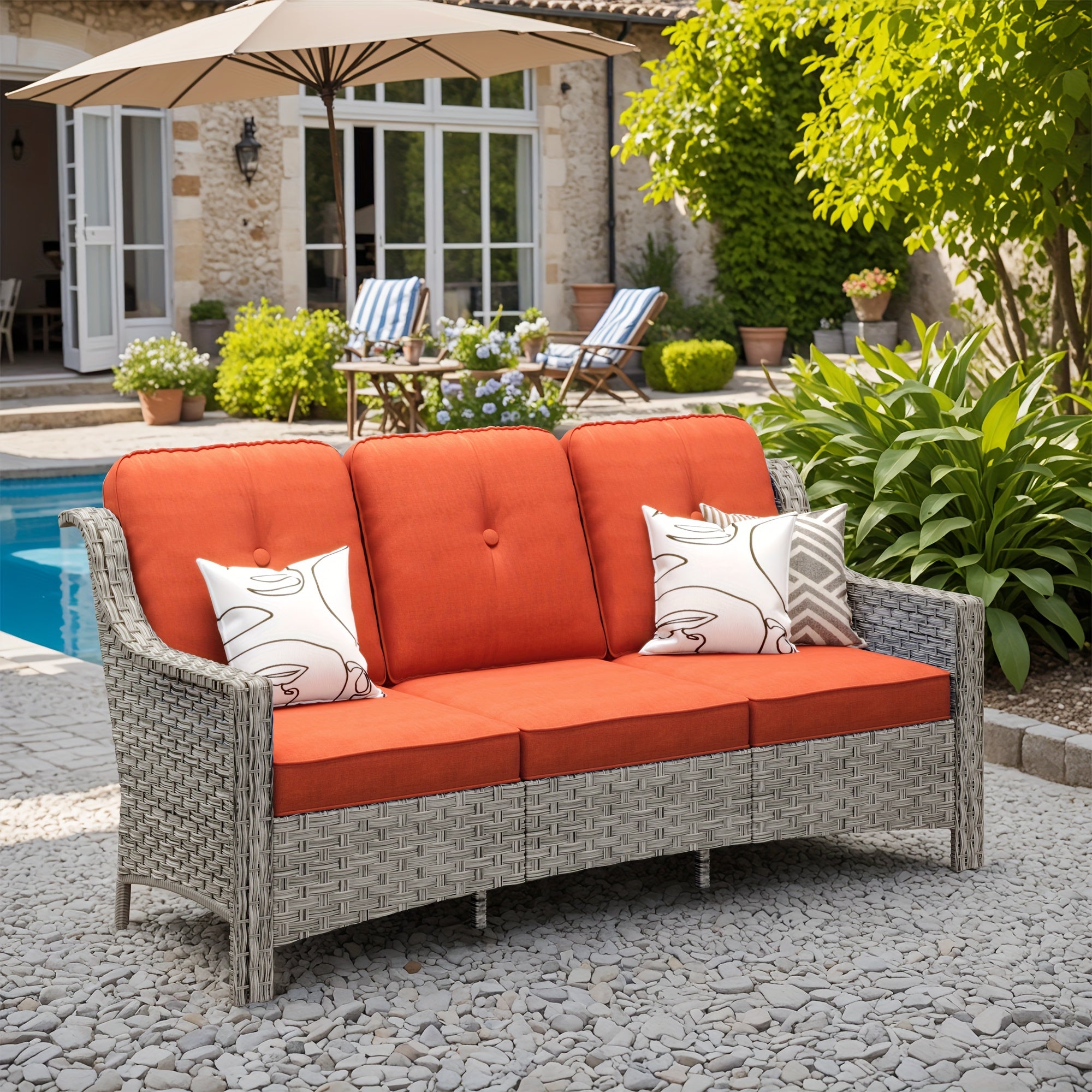 Premium PE Wicker & Steel Outdoor Patio Furniture Set with UV-Resistant Cushions
