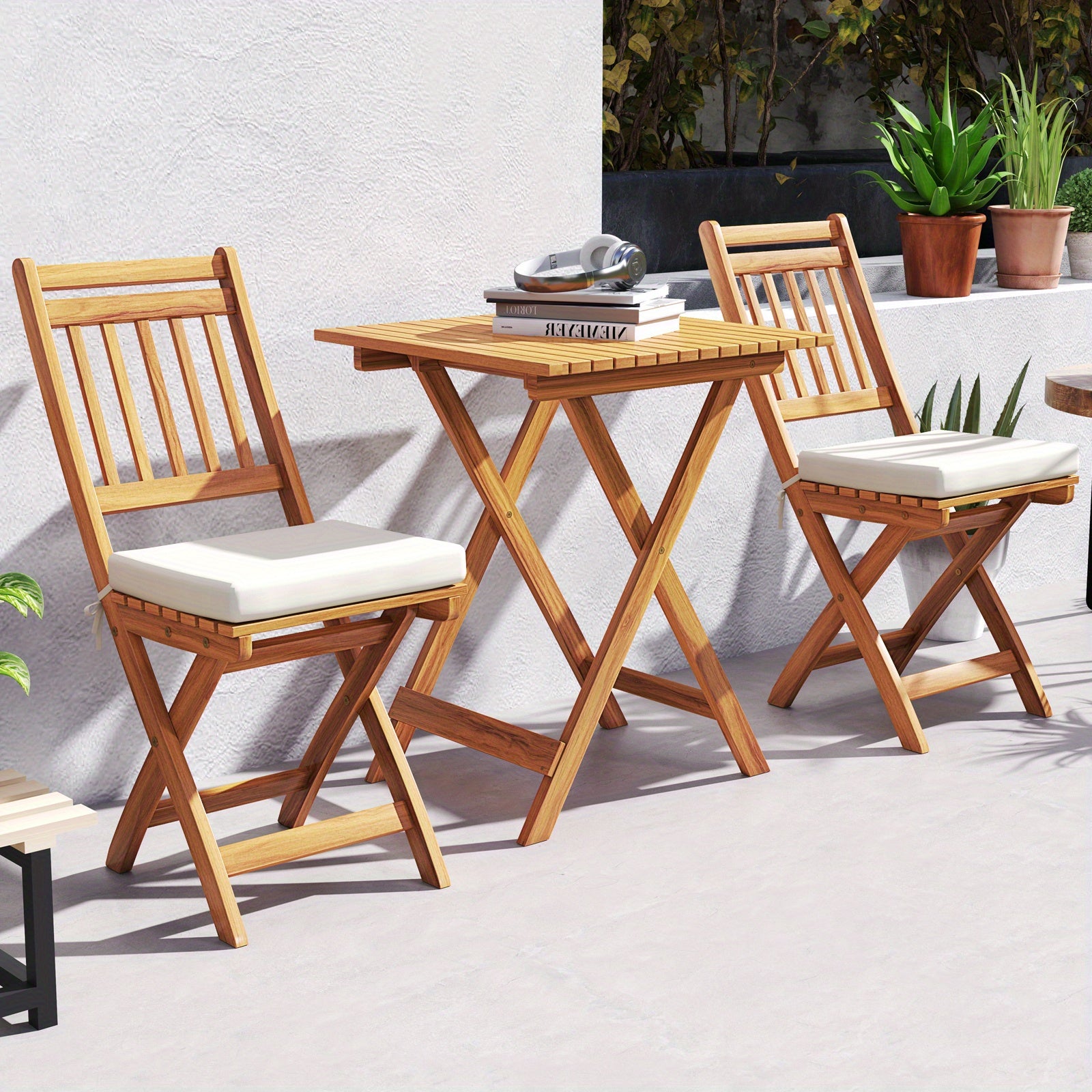COSTWAY Outdoor Wooden Bistro Set