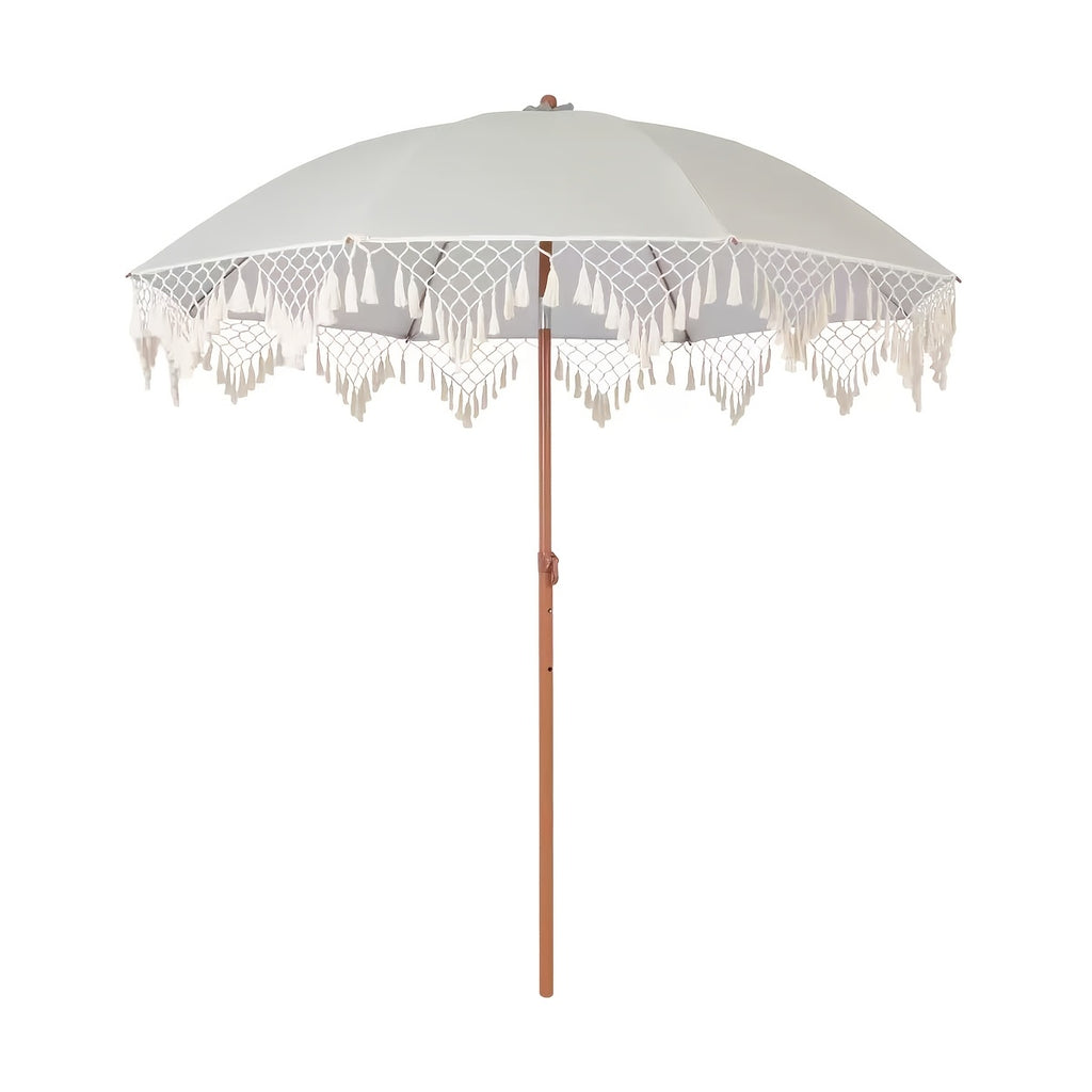Beach Umbrella, Garden Shade Bohemian White Outdoor Canopy