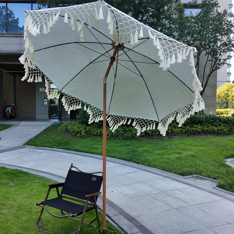 1 Bohemian Style Outdoor Sun Umbrella - Adjustable Height & Tilt Angle