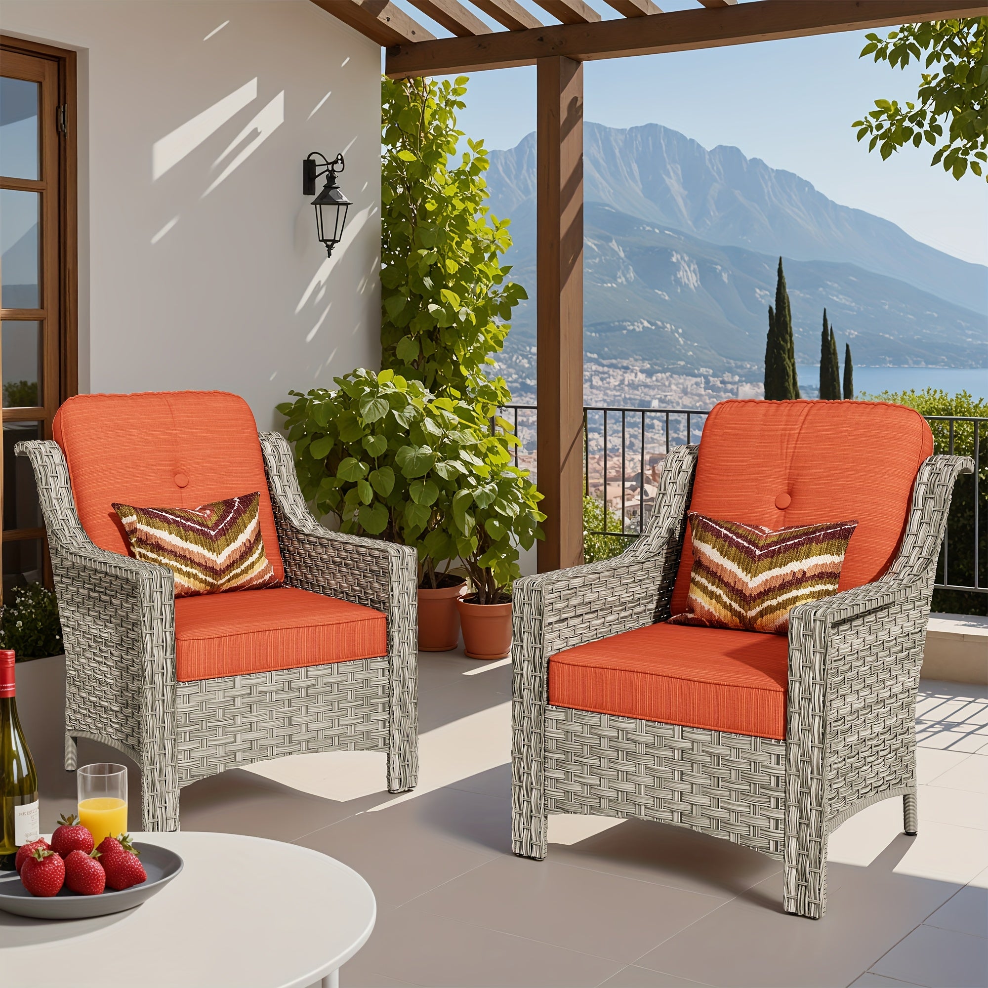 Premium PE Wicker & Steel Outdoor Patio Furniture Set with UV-Resistant Cushions