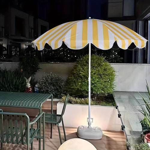 1 Portable Yellow and White Striped Sun Umbrella\u002FWindproof