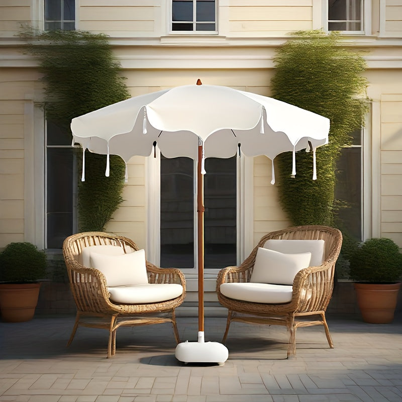 1pc Bohemian Style Tassel Umbrella with Metal Frame & Thick Fabric Canopy