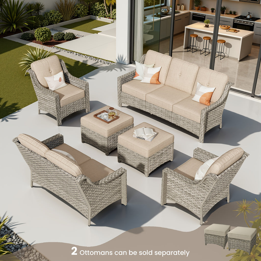 Premium PE Wicker & Steel Outdoor Patio Furniture Set with UV-Resistant Cushions