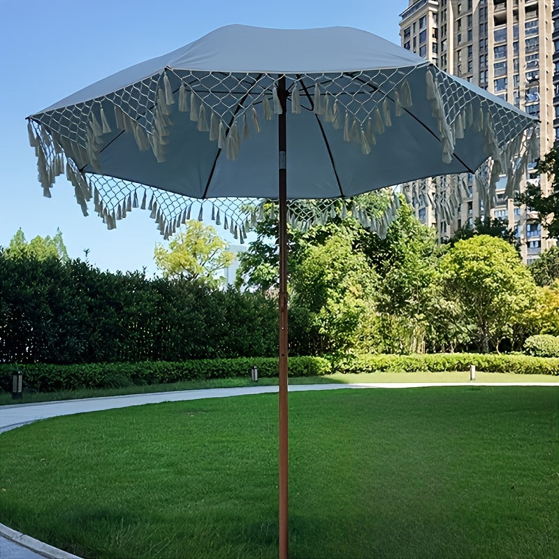 1 Bohemian Style Outdoor Sun Umbrella - Adjustable Height & Tilt Angle