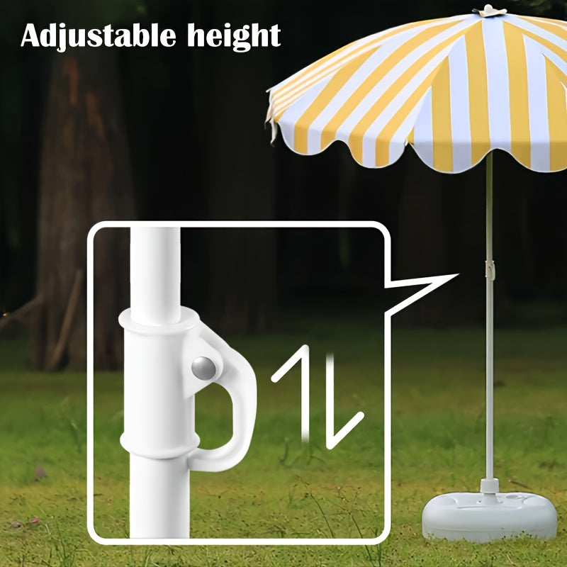 1 Portable Yellow and White Striped Sun Umbrella\u002FWindproof