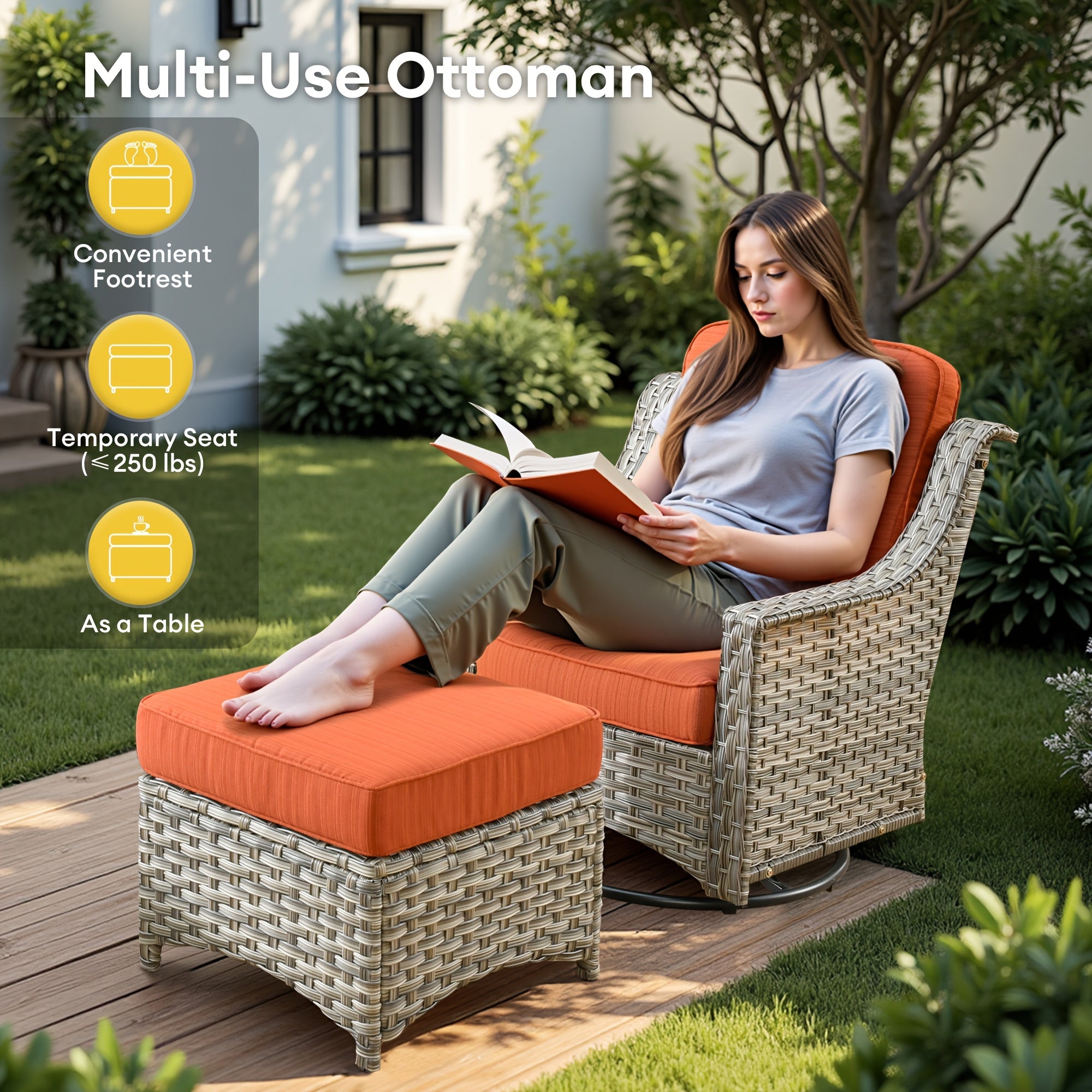 Premium PE Wicker & Steel Outdoor Patio Furniture Set with UV-Resistant Cushions