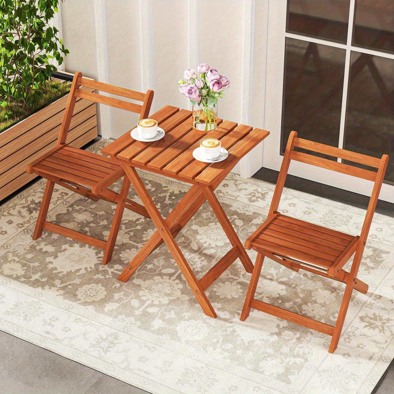 LIFEZEAL Outdoor Wood Bistro Set