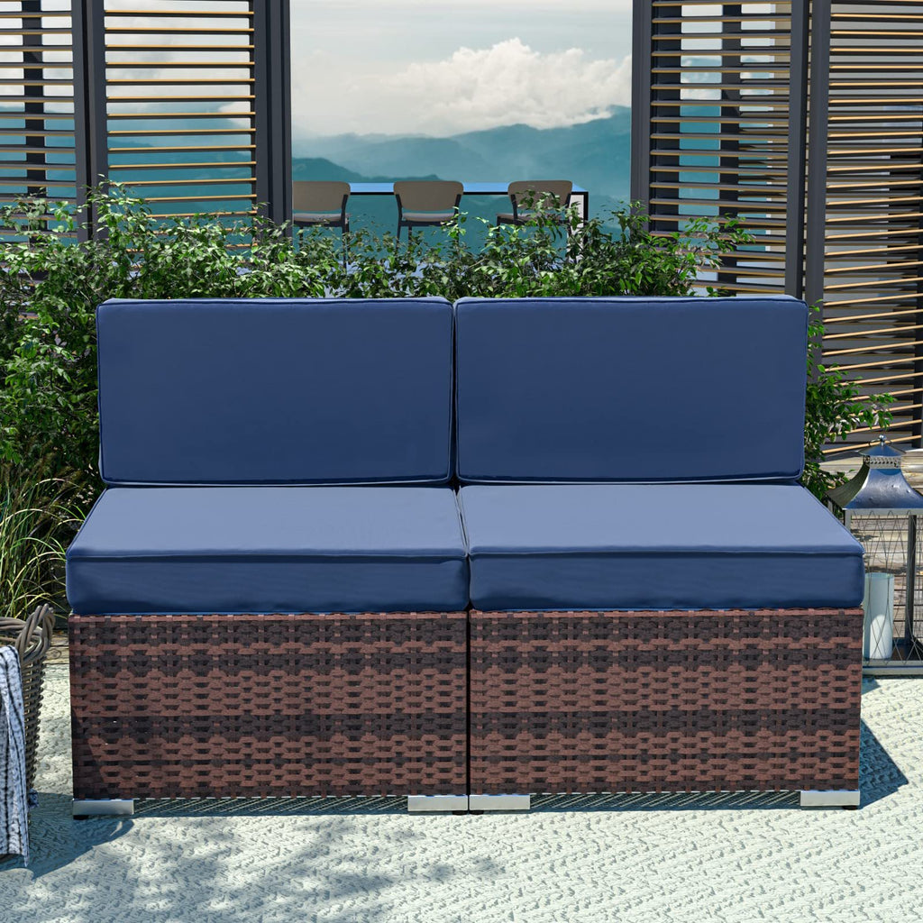 YOUDENOVA 5pcs Outdoor Sectional Sofa with Tea Table and Ottoman
