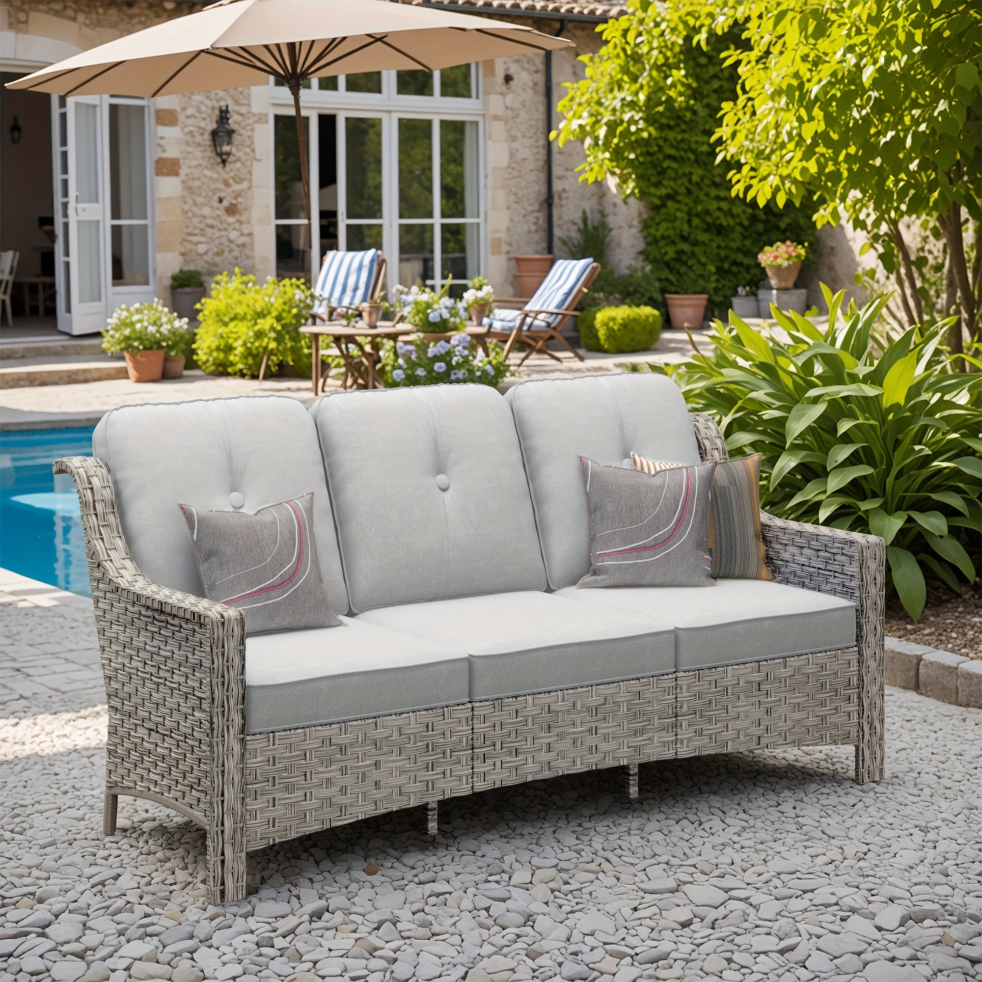 Premium PE Wicker & Steel Outdoor Patio Furniture Set with UV-Resistant Cushions
