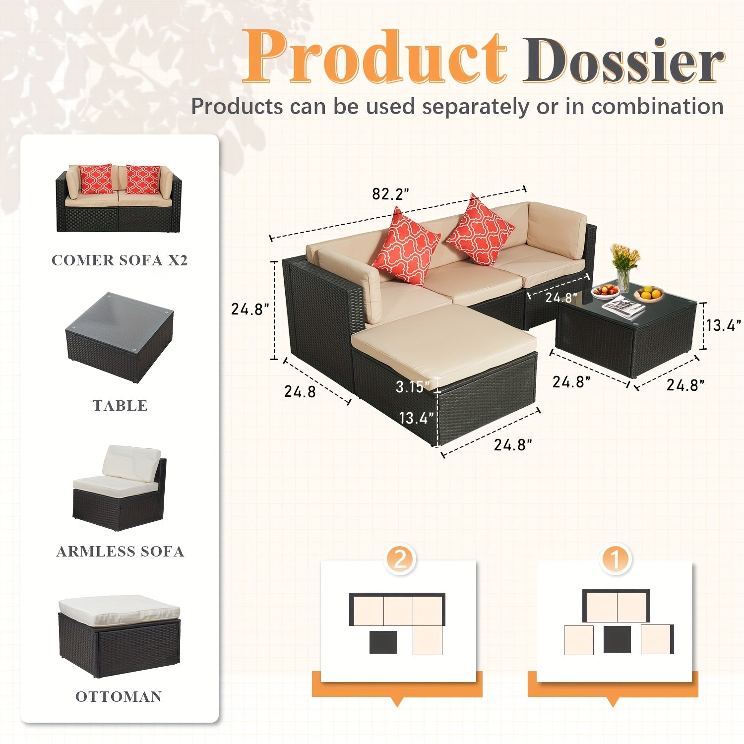 5\u002F3\u002F2- Piece Outdoor Patio Furniture Set