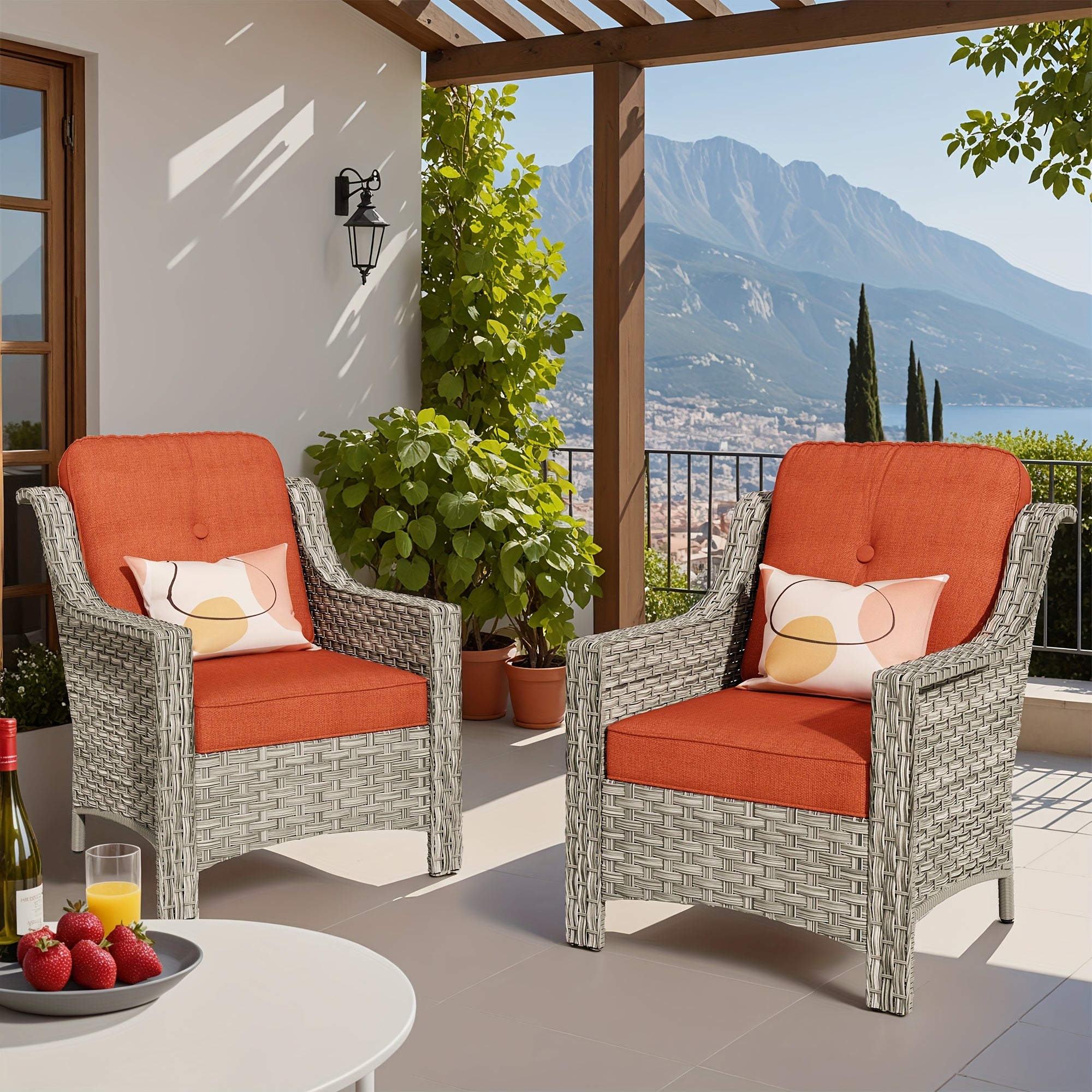 Premium PE Wicker & Steel Outdoor Patio Furniture Set with UV-Resistant Cushions